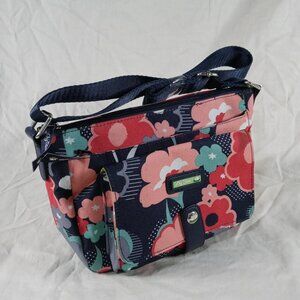 Lily Bloom Crossbody Cristina Handbag Painted Flowers Eco-Friendly Green Pockets
